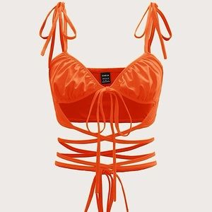 SHEIN-Neon Orange Crop Top